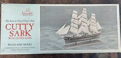 Vintage Famous China Clipper Ship Cutty SARK W/ Cloth Sails Wood Ship Model  • $19.95