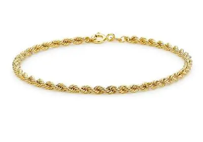 9ct Yellow Gold Hollow Rope Design Twisted Bracelet 18cm/7  Women's  • £67.78