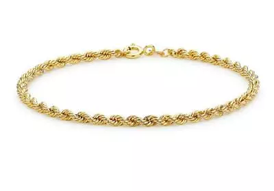 9ct Yellow Gold Hollow Rope Design Twisted Bracelet 18cm/7  Women's  • £67.78