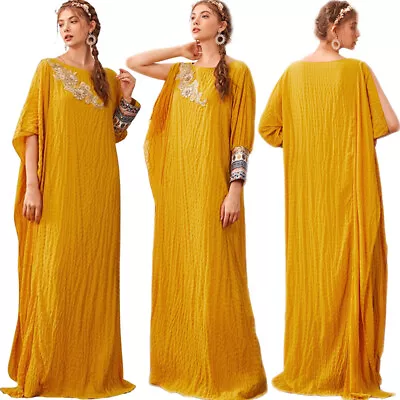 Dubai Muslim Kaftan Abaya Moroccan Women Long Maxi Dress Islam Loose Party Gown • $38.49