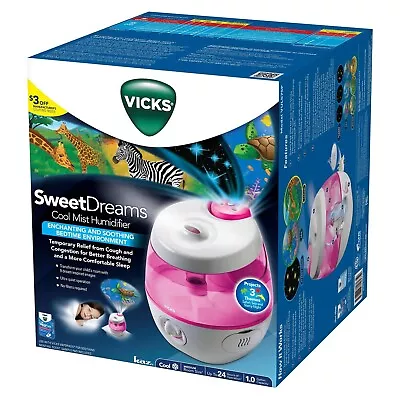 Vicks VUL575P - Sweet Dreams Cool Mist Humidifier Pink With 3 Projected Images • $59.96