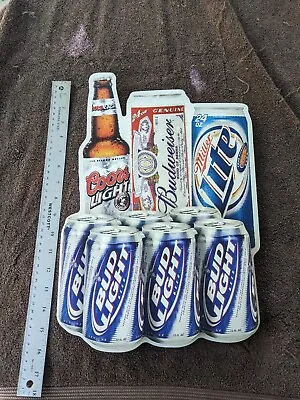 Miller Lite coors Light Budweiser Bud Light Rare Combo Beer Sign Vintage • $68