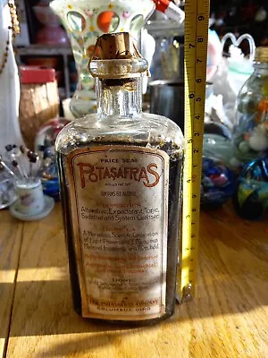 Antique Medicine Bottle Pharmacy Potasafras Columbus Ohio Original Paper Labels • $39.99