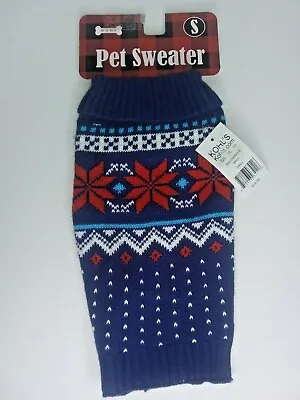 $9.49 • Buy Dog Christmas/Winter Sweater Blue Size Small