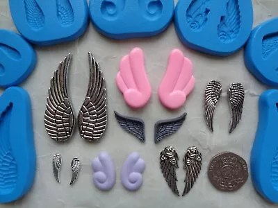 1x Mini Craft Mould: Set Of 2 Wings (Fairy Angel Bird Cherub Unicorn Feather) • £4.50