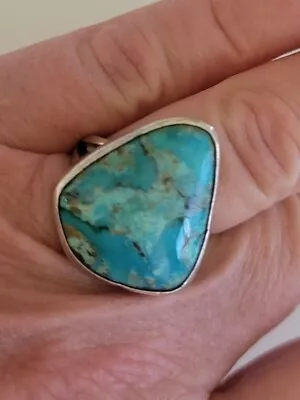 Vintage Southwest Modern Sterling Silver Turquoise Ring Size 8 • $9.99