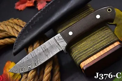 Handmade Damascus Steel Fixed Blade Hunting KnifeG-10 Micarta Handle (J376-C) • $24.99