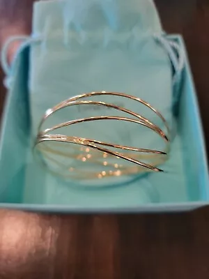 Authentic Tiffany & Co. Elsa Peretti 18k Wave 5 Row Bracelet Bangle Yellow Gold  • $3400