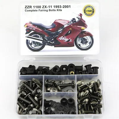 Fit For Kawasaki ZZR1100 ZX-11 1993-2001 Complete Fairing Fasteners Bolts Kit • $45.43