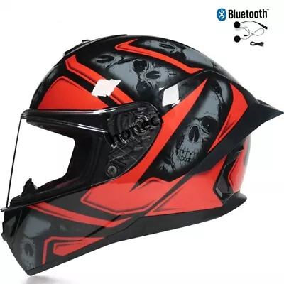 DOT Bluetooth Full Face Dual Lens Motorcycle Helmets Moto Helmet+Sun Glasses ECE • $66.81