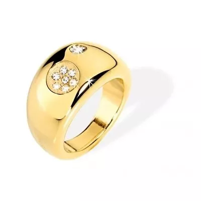 Morellato Italian Stainless Steel Gold Metal Ring With Crystals Size L 16 • $9.93