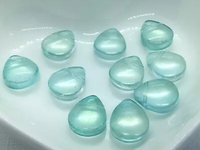£3.15 • Buy 10 Teardrop  Aqua Glass Top Drilled Beads With Gold, 13mm X 10mm