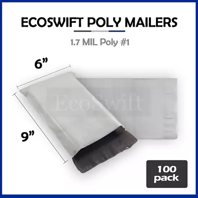 100 6 X 9 EcoSwift White Poly Mailers Shipping Envelopes Self Seal Bags 1.7 MIL • $5.99