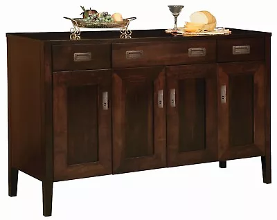 Amish Modern Shaker Sideboard Buffet 4-Door Solid Wood Fayette 64  • $3250