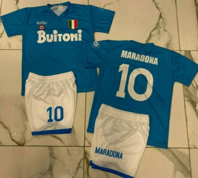Maglietta Celebrativa Napoli Diego Maradona - Azzurra, 100% Cotone, Per Bambini E Ragazzi - Foto 9