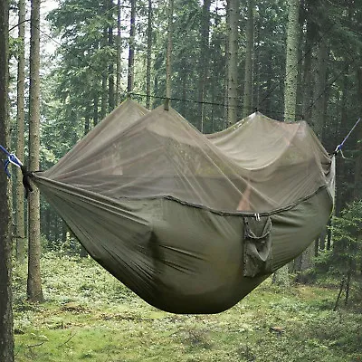 Double Person Outdoor Travel Camping Tent Hanging Hammock With Mosquito Net • £18.95