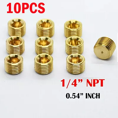 10 Pcs 1/4  NPT Male Brass Internal Hex Head Socket Pipe Plugs End Cap US Stock • $9.58