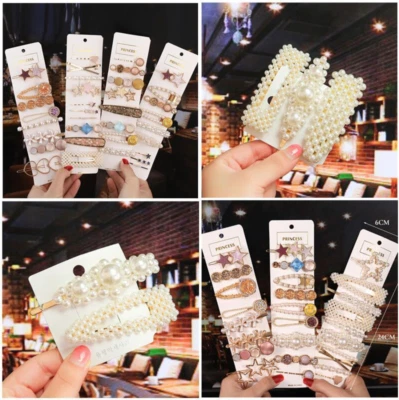 $7.64 • Buy Hair Accessories Slide Snaps Pearl Gold Leopard  Barrette Pins Clip Womens Girls