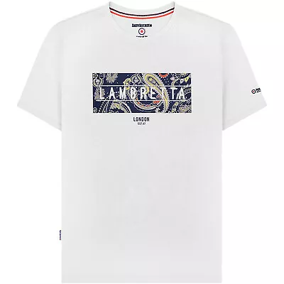 Lambretta Mens Paisley Box Short Sleeve Crew Neck Cotton T-Shirt Top Tee • £14.95