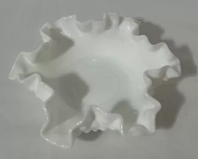 Vintage Fenton White Hobnail Milk Glass 6  Double Crimped Bon Bon Dish/Bowl • $14