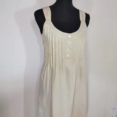 Malvin I Love Linen Dress Off White Women's Size S Tie Back Lagenlook Cottagecor • $32