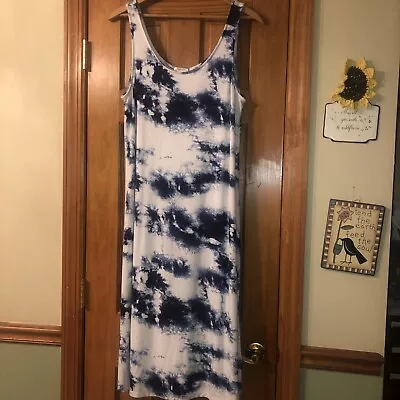 Matty M Women's Size XL Tank Dress Navy Tie Dye • $13.47