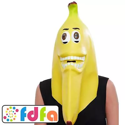 Smiffys Banana Fruit Latex Mask Adults Mens Halloween Fancy Dress • £12.99