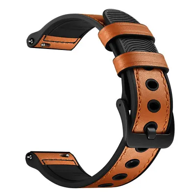 20mm 22mm Quick Release Genuine Leather And Rubber Hybrid Wrist Watch Band Strap • $14.99