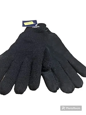 Roundtree & Yorke NWT  Thinsulate Insulated Gloves S/M Black Suede Palm Leather • $10.97