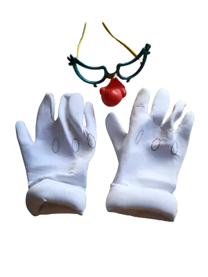 Super Mario Brothers Hands Adult Gloves One Size Plus Clown Red Nose Glasses • $11