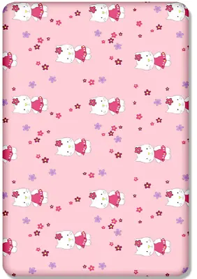 BABY FITTED COT BED SHEET PRINTED 100% COTTON MATTRESS 140x70cm Hello Kitty • £7.99