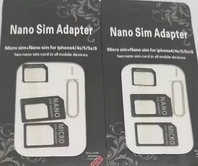 2 Nano To Micro/Standard SIM Card Adapter Converter For Phones With SIM. Black • $1.69