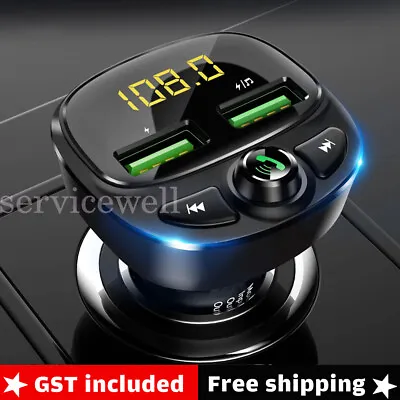 Bluetooth Car Phone Charger FM Radio Dual USB Wireless Adapter Cigarette Lighter • $16.78