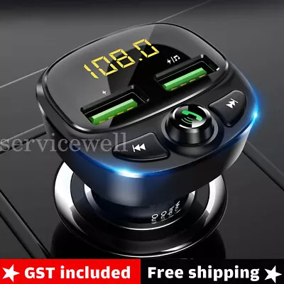 Bluetooth Car Phone Charger FM Radio Dual USB Wireless Adapter Cigarette Lighter • $17.26