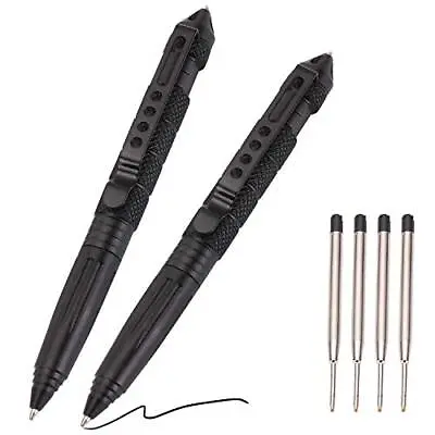2 Pack Military Tactical Pen Set With 6 Black Ballpoint Refills For Writing  • $17.51