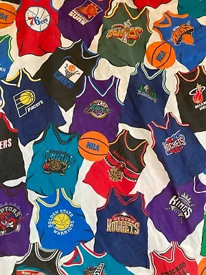 Vintage 90s NBA Basketball Jersey Twin Size Flat Sheet Bulls Lakers Bedding • $35.96