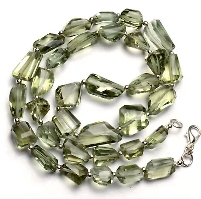 Green Amethyst Prasiolite Gem 9 To 16 Mm Size Faceted Nugget Beads Necklace 19  • $28