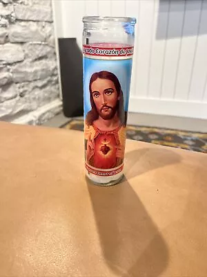 Sacred Heart Of Jesus. Unscented 2 X 8  Tall Prayer Vigil  Candle • $8