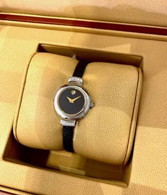 Movado Harmony Ladies Quartz Black Dial - Stainless Steel 0606354 • $720