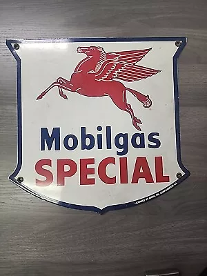 Vintage Mobilgas Special Porcelain Pegasus Sign 12.5  • $240