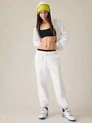 Athleta L LARGE Forever Fleece Jogger White Sweatpants Relaxed Joggers Pants NWT • $63.16