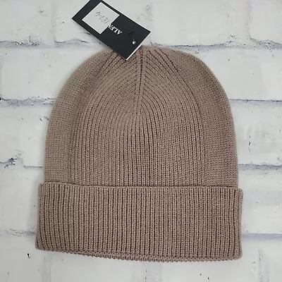 Alfani Mens Hat Beanie Tan Ribbed Dressy Cap Winter One Size Knit Cuffed New • $5.56