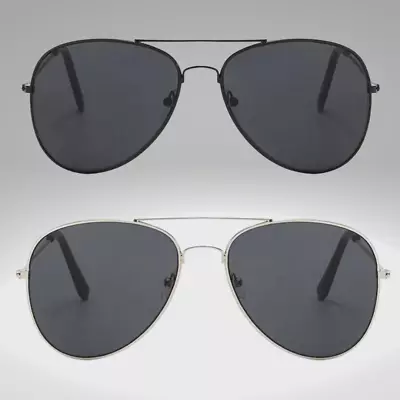 Sunglasses Aviators Pilot Sun Glasses Black Silver Mens Womens UV400 • £5.99