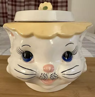 Vintage Rare Cat Head Cookie Jar | Bottom Of Jar Says VF 80 | Two Small Chips • $50