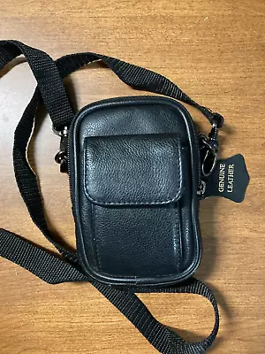 Quantaray Leather Black Padded Compact Digital Camera Bag Zip Pockets • $19.99