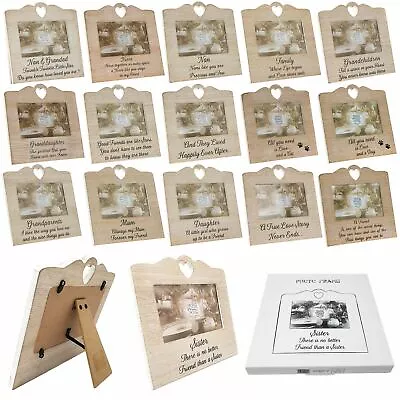 Wooden Heart Sentiment Photo Frame Love Home Family Shabby Chic Picture 6  X 4  • £6.75