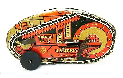 Vintage MAR Tin Toy US Army Wind Up Tank Toy • $125