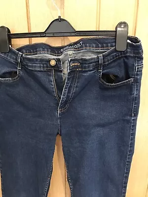 Marks And Spencer Indigo Blue Jeans Straight Leg Used Size 14 Women’s • £6