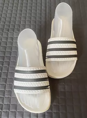 $8 • Buy ADIDAS Unisex Adilette Aqua Slides US 5  Shoes White/Black