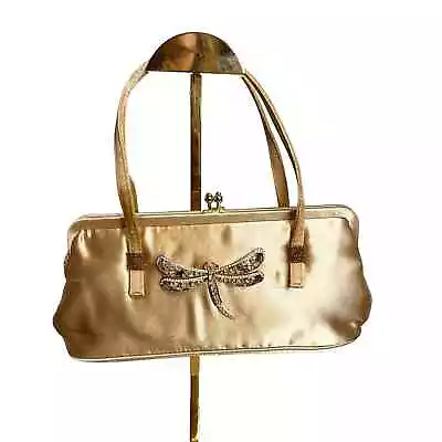 Vintage Carlos Fellini Gold Dragonfly Bag Clutch Purse Clasp • $25